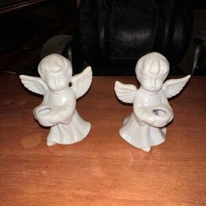 Elegant White Angel Figurines - Set of 2